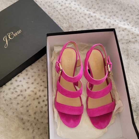 J. Crew three-strap stacked-heel sandals in  suede, 6.5 - Picture 3 of 10